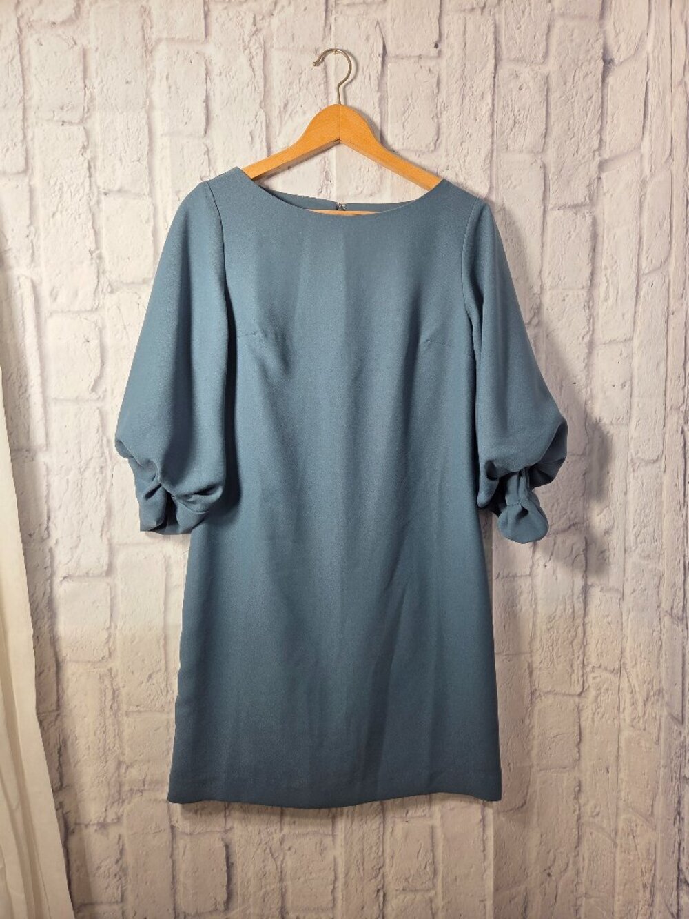 Banana Republic Size 2 Dusty Blue Balloon Sleeve Sheath Dress Minimalist Office